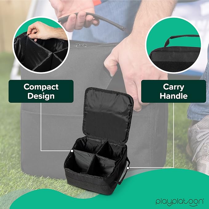 Play Platoon Cornhole Bag Carrying Bag, with 4 Separation Pouches, Black