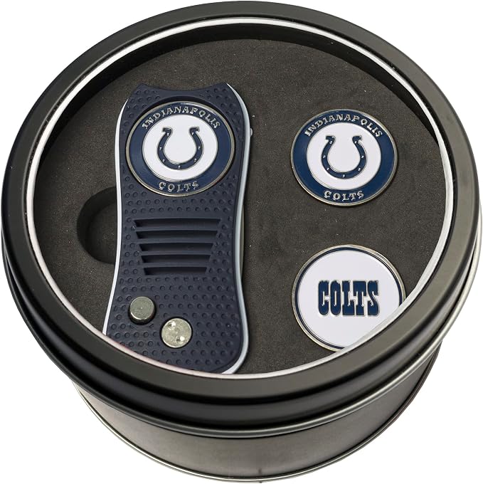 Team Golf NFL Gift Set Retractable Divot Tool with 3 Double-Sided Magnetic Ball Markers, Patented Single Prong Design, Causes Less Damage to Greens, Retractable Mechanism