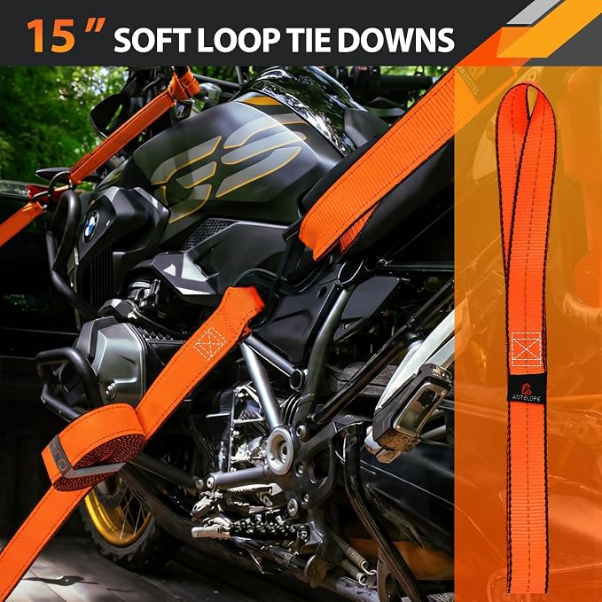 Ratchet Tie Down Straps Set, 2100 LBS Breaking Strength, 4 Pack 1" x 15' Heavy Duty Ratchet Straps, Cargo Strap, Motorcycle Straps for Trucks, Bicycle, Kayak, Moving, Tie Downs with S Hooks, Orange