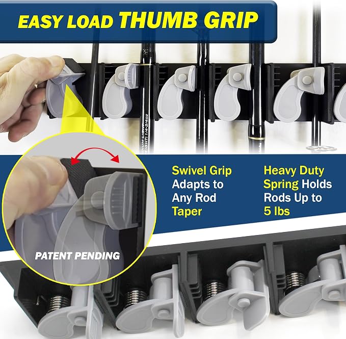 Rush Creek Creations Vertical Fishing Rod Holder, Wall Mounted Fishing Rod Rack, Holds up to 6, 12, 24 Rods or Combos, Fishing Rod Holders for Garage, Fits Most Rod Diameter 3-19mm (2)