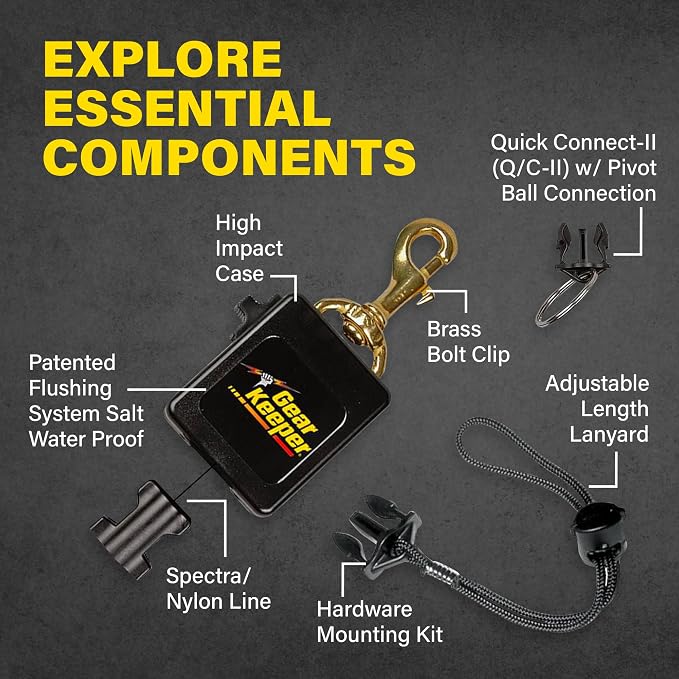 Gear Keeper Scuba Retractable Lanyard for Dive Console & Depth Gauge - Keeps Scuba Gear Secure & Accessible - Made in USA