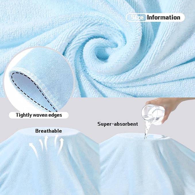 Mixweer 2 Pcs Oversized Bath Towels, 40 x 80 Inch Giant Microfiber Jumbo Bath Sheets Ultra Soft Bathroom Microfiber Quick Dry Absorbent Shower Towels for Spa Camping Beach (Light Blue)