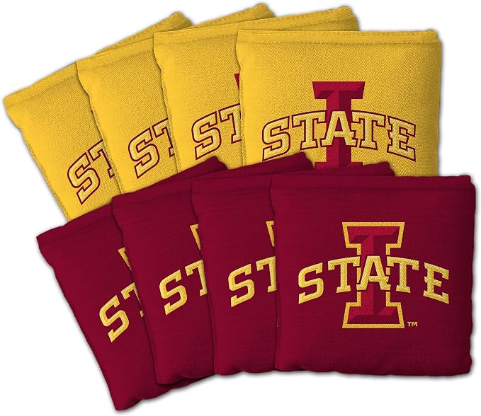 YouTheFan Officially-Licensed NCAA Set of 8 Cornhole Bags - All Weather Dual Sided Slide & Stop - Regulation Size with Carry case