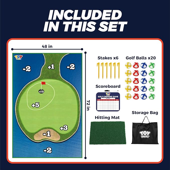 TOY Life Golf Chipping Game Set –Golf Sticky Battle Mat with 20 Sticky Balls & Hitting Mat, Fun Backyard Chip Game for Adults & Kids, Indoor/Outdoor Play