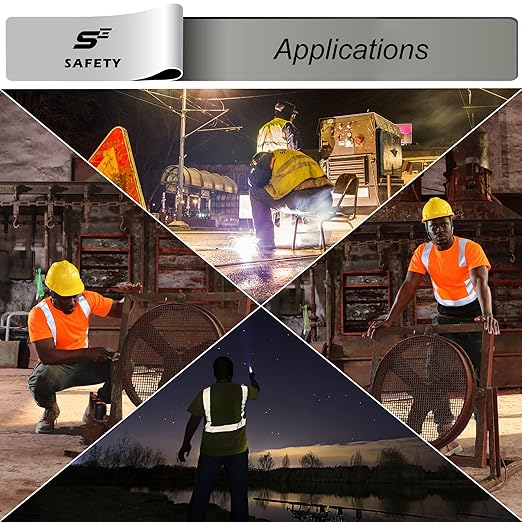 sesafety Hi Visibility Shirts for Men, Safety Shirts with Reflective Strips Class 2, Hi Vis Construction Work Shirt with Pocket Orange 2XL