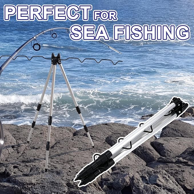 2 Pcs Portable Fishing Rod Holder for Ground Aluminum Alloy Bank Fishing Pole Holders Rack with Lock Banking Fish Rod Holder Pole Stand Fish Accessory Gift for Men Outdoor
