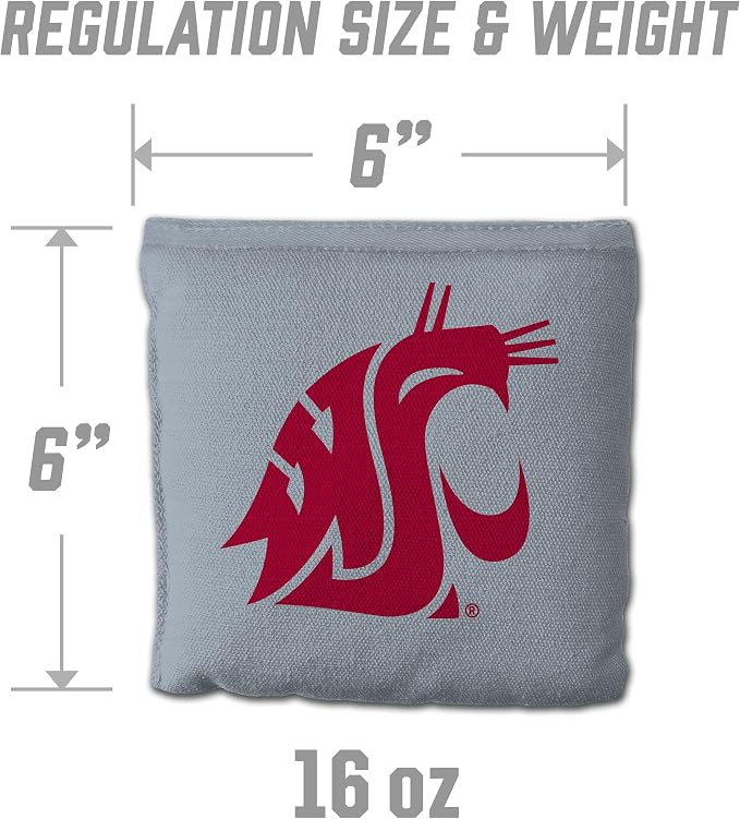 YouTheFan Officially-Licensed NCAA Set of 8 Cornhole Bags - All Weather Dual Sided Slide & Stop - Regulation Size with Carry case