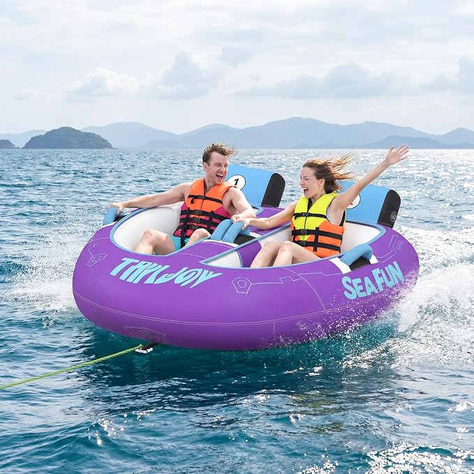 2-Person Towable Tubes for Boating with Towable Rope, Inflatable Cockpit Style Boat Tube for River and Lake，Beginner-Friendly | Towable Rope,Inflatable Cockpit Style,Boat Tube, for River and Lake,Beginner-Friendly