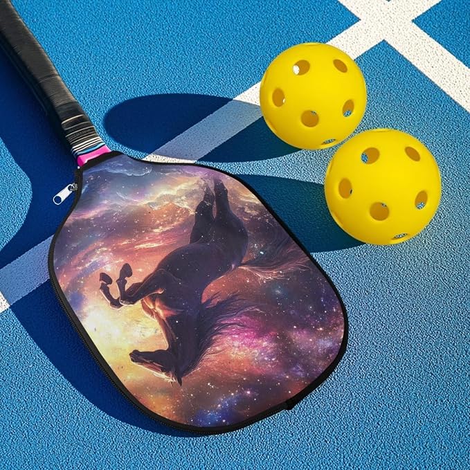 Horse Pickle Ball Paddle Cover 4 Pieces Pickleball Paddle Cover with Zippered Pickleball Covers for Paddles Racket Sleeve for Most Standard Pickball Paddles Gifts for Sports Lovers
