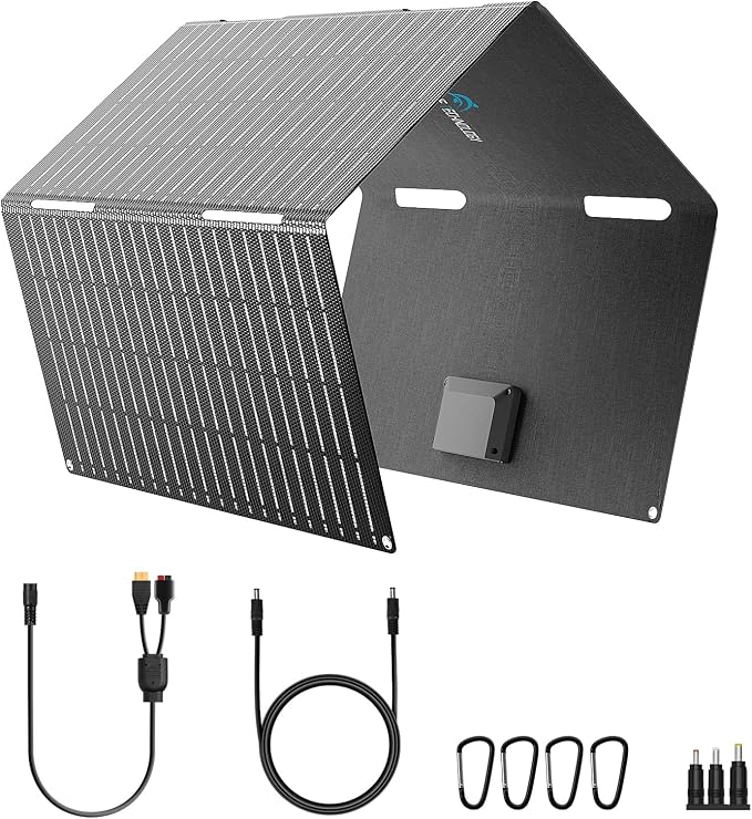 Ecosonique 60W Portable Solar Panel Charger 3.53 lbs Ultra-Light Foldable ETFE, USB-C 33W PD3.0 & USB-A 24W QC3.0 Fast Charging 18V DC XT60 for Power Station, Phones, Tablets, Camping, Emergency