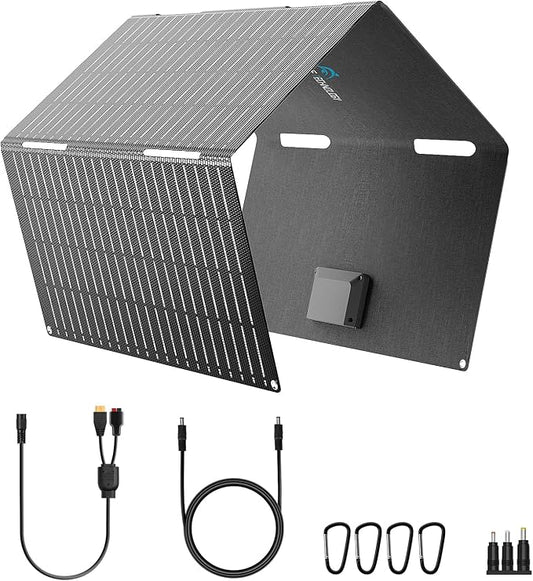 Ecosonique 60W Portable Solar Panel Charger 3.53 lbs Ultra-Light Foldable ETFE, USB-C 33W PD3.0 & USB-A 24W QC3.0 Fast Charging 18V DC XT60 for Power Station, Phones, Tablets, Camping, Emergency