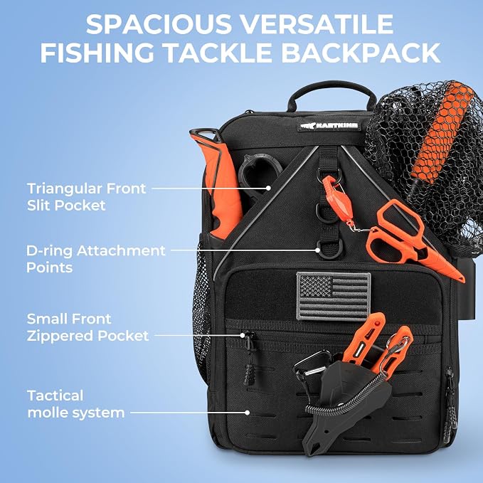 KastKing KarryAll Fishing Tackle Backpack with Rod Holder 4 Tackle Boxes,40/26L Tackle Bag Storage Fishing Gear and Equipment