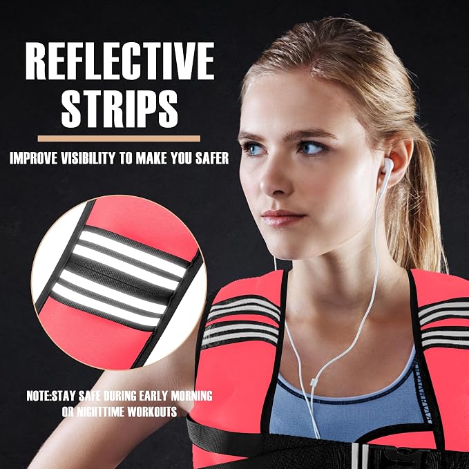 NATURELUX Weighted Vest Men or Women - 5/10/15/20/25/30lbs Weights with Reflective Stripe, Weighted Vest for Workout Equipment for Strength Training Running - Walking Weight Loss