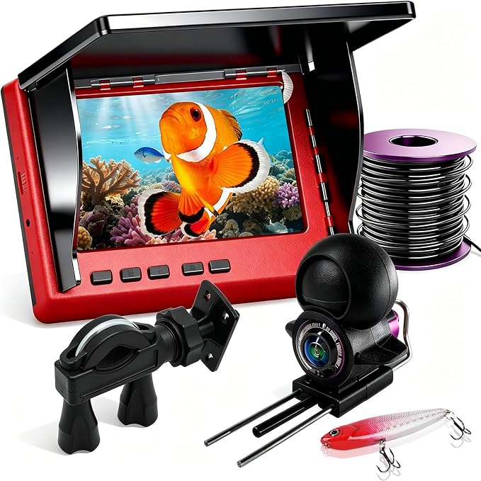 Fishing Camera, 220° Ultra-Wide 1080P HD Underwater Fishing Camera with 4.3" LCD & IR Night Vision, 50ft Cable for Ice Lake Boat Kayak Fishing