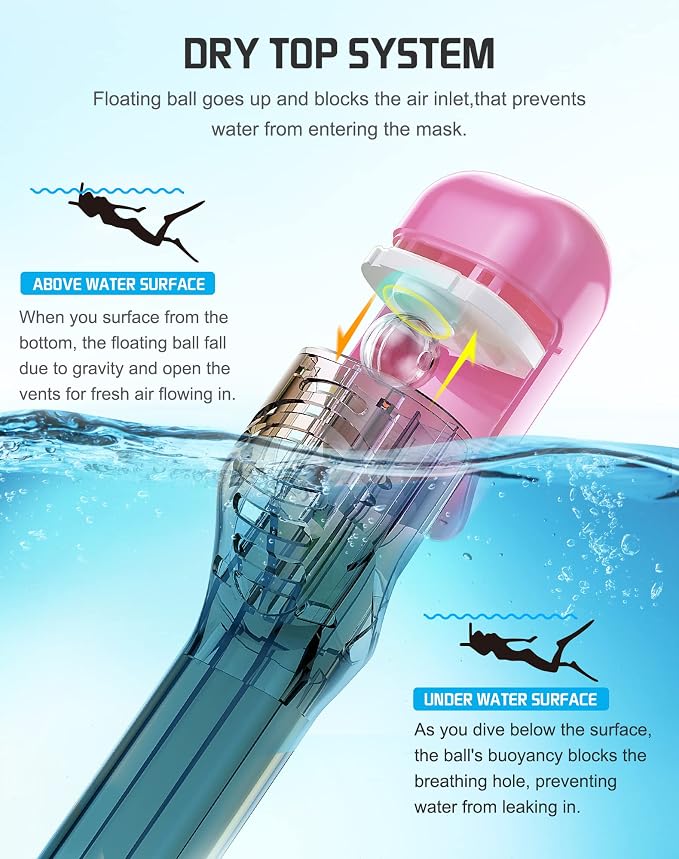 Greatever Full Face Snorkel Mask, Snorkeling Gear for Adults with Latest Dry Top Breathing System and Detachable Camera Mount, Foldable Snorkel Set for Family Snorkeling Trips, Anti-Fog & Anti-Leak