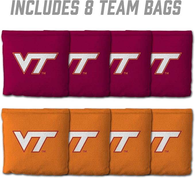 YouTheFan Officially-Licensed NCAA Set of 8 Cornhole Bags - All Weather Dual Sided Slide & Stop - Regulation Size with Carry case