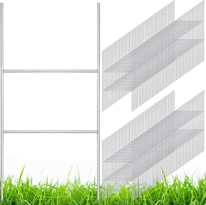 Therwen 200 Pcs Yard Sign Stakes 20'' x 10'' Metal H Heavy Duty Frame Wire Stakes Galvanized Lawn Sign for 4mm 5mm Corrugated Advertising Board Yard Garage Holder Halloween Decor