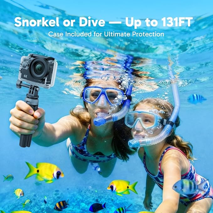AKASO EK7000 4K30FPS 20MP WiFi Action Camera with EIS Ultra HD 131FT Waterproof Underwater Camera Remote Control 4X Zoom Support External Microphone Black