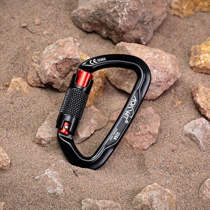 30KN Auto Locking Carabiner Clip Twist Lock UIAA Certified Large Climbing Carabiner Heavy Duty Carabiner for Rock Tree Climbing Rappelling Mountaineering Caving Rescue Arborist Aerial Yoga