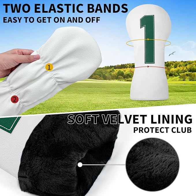 Premium Golf Head Covers - Golf Driver Head Covers, Protects Against Scratches and Damage, Specifically Designed for Fairway Woods.
