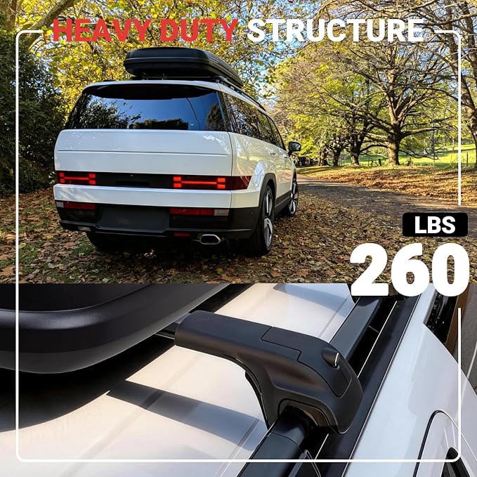Roof Rack Cross Bars Fit for 2024 2025 2026 Hyundai Santa Fe, 260lbs Heavy Duty Lockable Aluminum Roof Rails, Wide-Grip Crossbars for Cargo, Kayak, Luggage - No Drilling