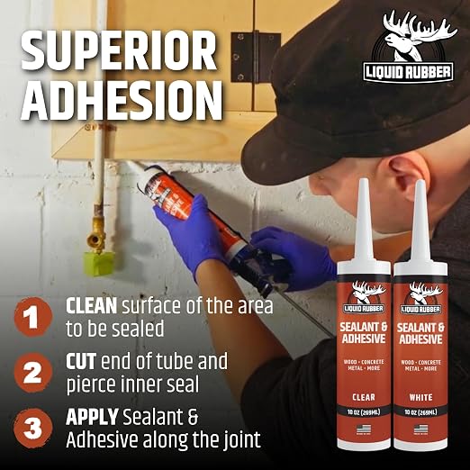 Liquid Rubber Caulk - Hybrid Silicone Adhesive and Protective Sealant, Clear, 1 Pack