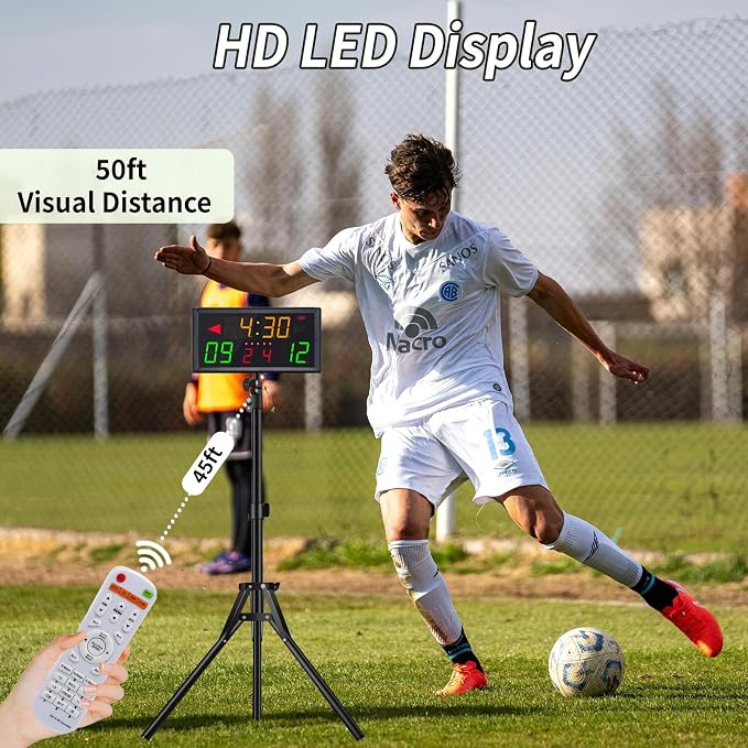 Portable Digital Scoreboard with Tripod,Multiple Sport Electronic Scoreboard with LED Display