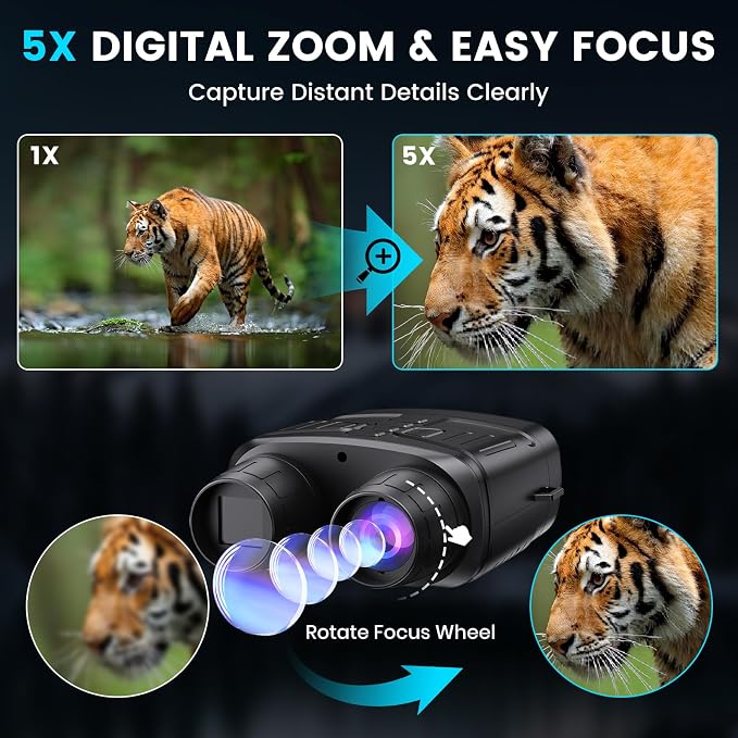 Night Vision Goggles for Adults, 4K Night Vision Binoculars with 5000mAh Rechargeable Battery and 32GB TF Card for Hunting, Wildlife Observation and Security