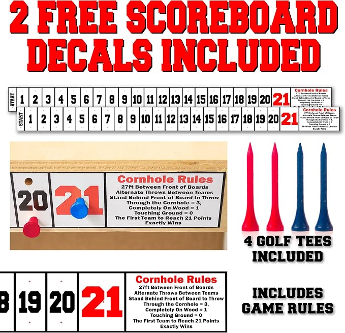 Cornhole Board Wraps & Skins – Corn Hole Decals, American Flag, Set of 2 | Patriotic American flag design fits 2x4 regulation cornhole boards – weatherproof vinyl skins & stickers for both boards