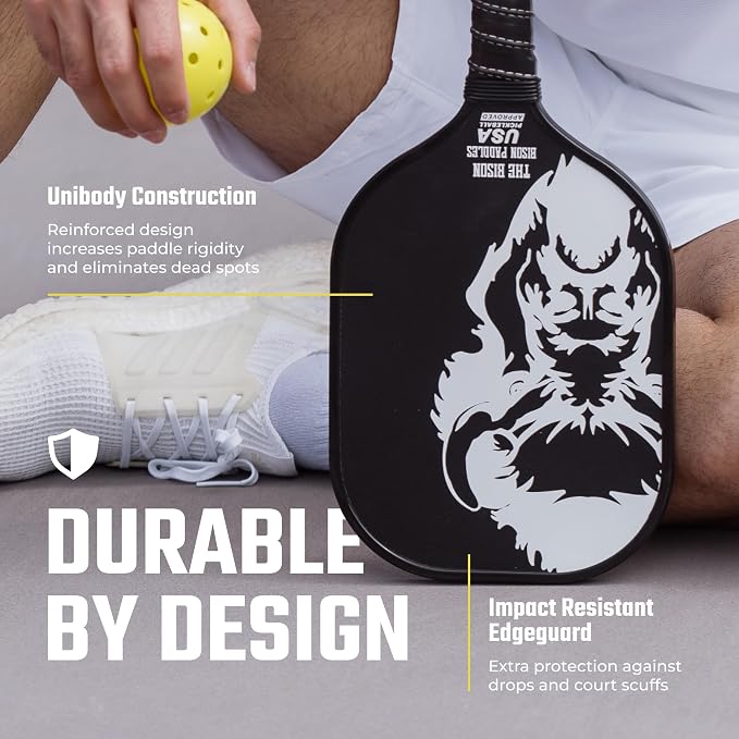 Bison Paddles: Carbon Graphite Pickleball Paddles - Lightweight Pickleball Rackets | Honeycomb Composite Core Improves Pickle Ball Placement and Increases Power | Durable Unibody Construction