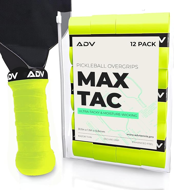 ADV MaxTac Tacky Pickleball Grip Tape - 3, 6, 12-Pack - Extremely Sticky Non-Slip Pickleball Overgrip - Razor-Thin & Easy to Use Pro Pickleball Paddle Grip Tape