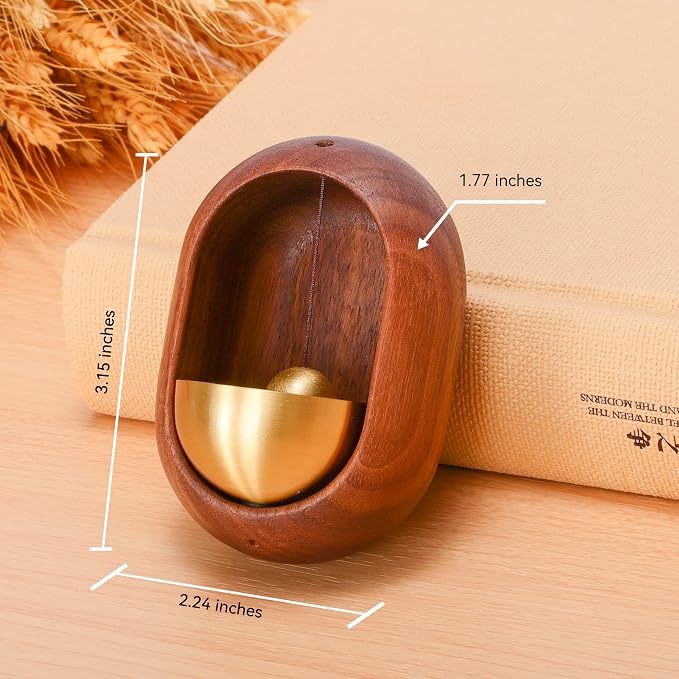Shopkeepers Bell - Magnetic Attached Doorbell for Door Opening - Unique Office Ornament and Hanging Decoration for Business Entrance, Fridge Sticker and Barn Door (Walnut Oval)