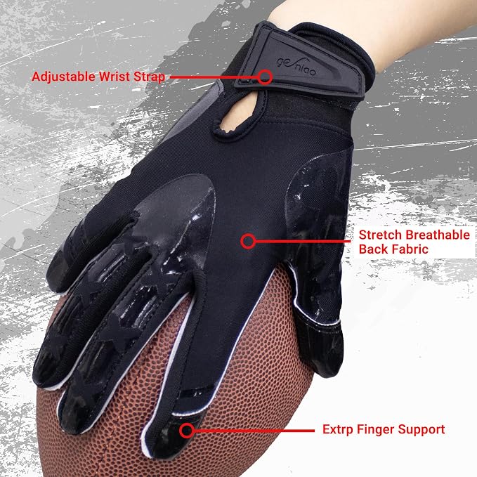 Football Gloves for Youth and Adult Men,Sticky Adhesive Palms Receiver Gloves,Grip Boost Flag Football Accessories Gifts for Family and Friends
