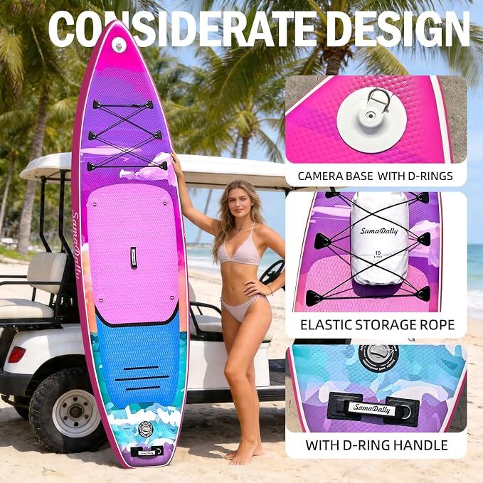 Inflatable Stand Up Paddle Board - Ultra Stable Wide Paddle Boards of All Skill Levels, Full-Color Gradient Design, Anti-Slip EVA Deck with Premium Accessories