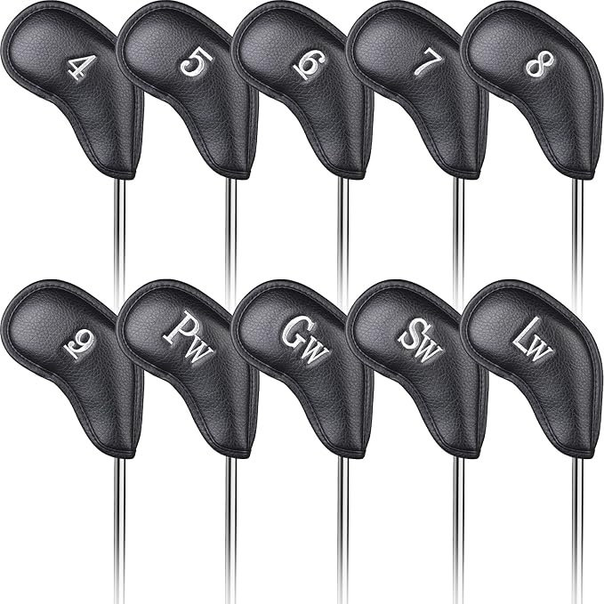 CRAFTSMAN GOLF 12pcs or 1pc Thick Synthetic Leather Golf Iron Head Covers Set Headcover Fit All Brands Callaway Ping Taylormade Cobra Etc. Also Custom Name