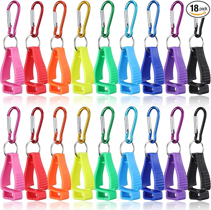 Leinuosen 18 Pcs Multicolored Glove Clips for Work Bulk Large Glove Holder Clips Bulk Safety Gloves Keepers for Worker Construction Tool Belts Hard Hats Accessories