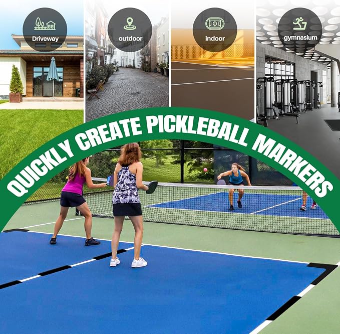 Hikeen Court Lines Marker Kit Anti-Slip and Wind-Resistant Throw Down Markers 28pcs or 84pcs, Pickleball Net Court for Outdoor Indoor Court
