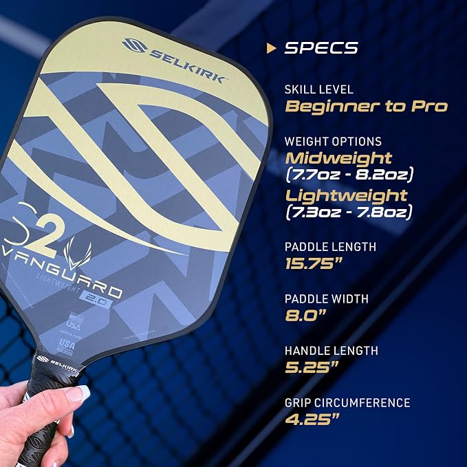 Selkirk Sport Vanguard Hybrid Pickleball Paddle | Carbon Fiber Pickleball Paddle with a Polypropylene X5 Core | Pickleball Rackets