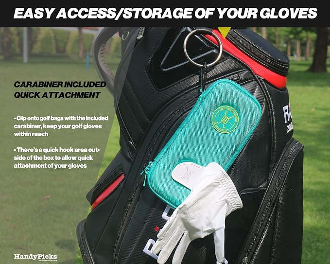 Handy Picks Performance Golf Glove Case - Golf Gloves Holder Case That Protects n Keeps Your Golf Gloves Neat n Dry - Air Flows Through on The Back Cover to Let The Moisture Out