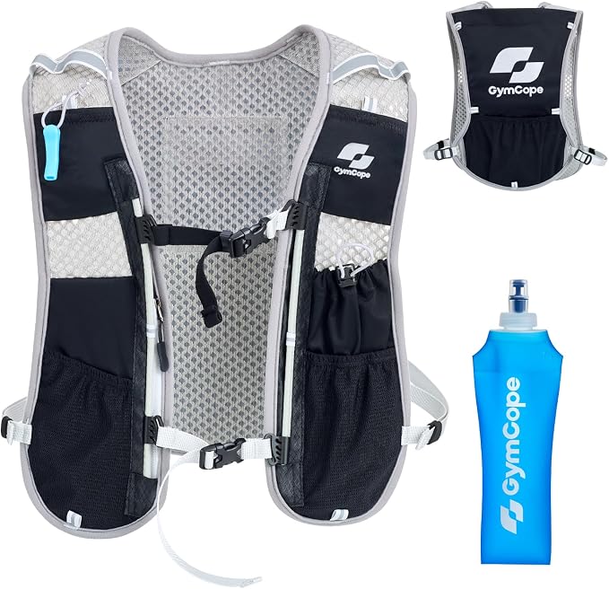 GymCope Running Vest for Women and Men, Lightweight Hydration Backpack with 500ml Soft Flask and 1.5 L Hydration Bladder, Running Hydration Vest for Marathon, Hiking, Trail and Road Running