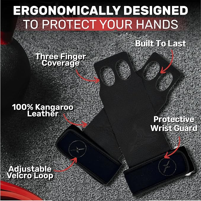 X-GRIPP: Kangaroo Leather Hand Grips for Weight Lifting, and Cross Training - Gymnastics, Grips for Men and Women for Muscle and Pull ups - Tactical Grips