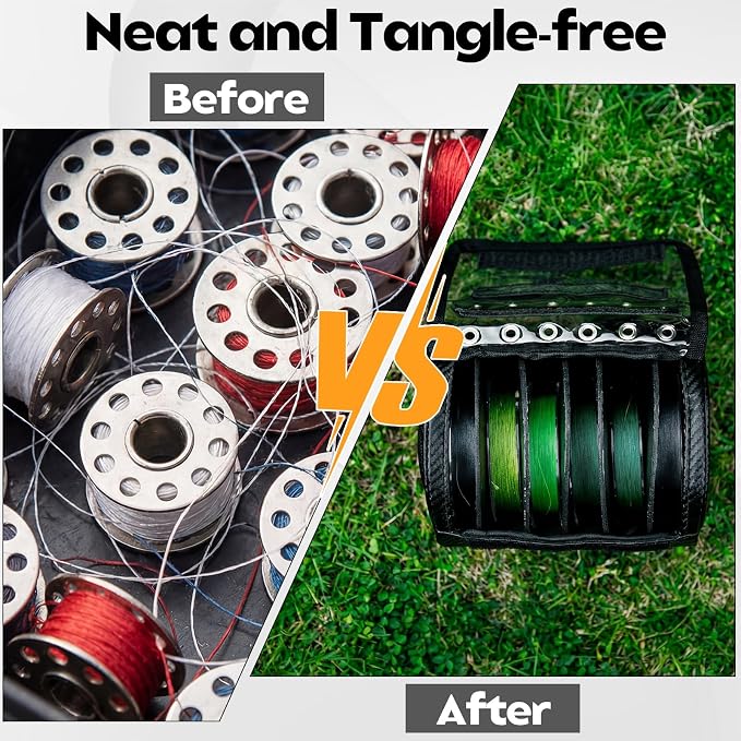 2 Pcs Fishing Line Storage Bag Tangle-free Line Management Bag for Father Gifts Clear View Window Water Resistant Removable Divider Leader Lines Holder Fishing Spool Organization