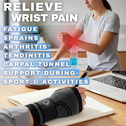 Wrist Brace for Carpal Tunnel Relief – Adjustable Wrist Support & Compression Sleeve for Tendonitis, Arthritis & Pain – One Brace Fits Left or Right Hand, Comfortable Wrist Wrap for Women & Men by Koprez