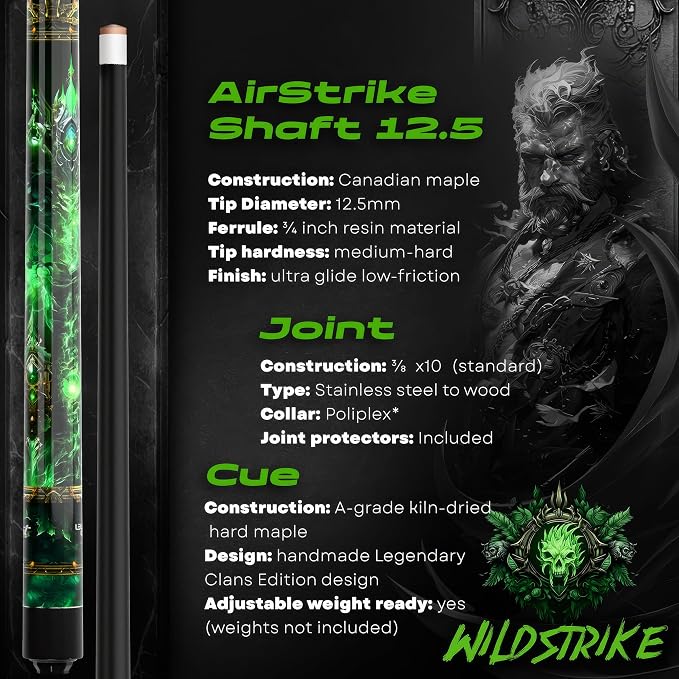IgnatGames Premium Pool Cue Stick – 58" 2-Piece, Canadian Maple Cue with 12.5mm AirStrike Shaft, Premium Case & Accessories