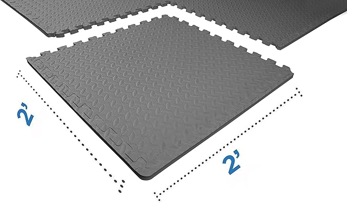 BalanceFrom Puzzle Exercise Mat 3/4" Thick, EVA Interlocking Foam Floor Tiles for Home Gym, Mat for Home Workout Equipment, Floor Padding for Kids, Gray, 24 in x 24 in x 3/4 in, 24 Sq Ft - 6 Tiles