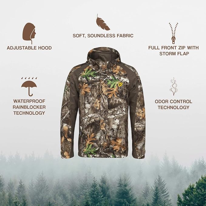 SCENTBLOCKER Youth Drencher Youth Lightweight Breathable Waterproof Hooded Camo Hunting Jacket (X-Large, Realtree Edge)