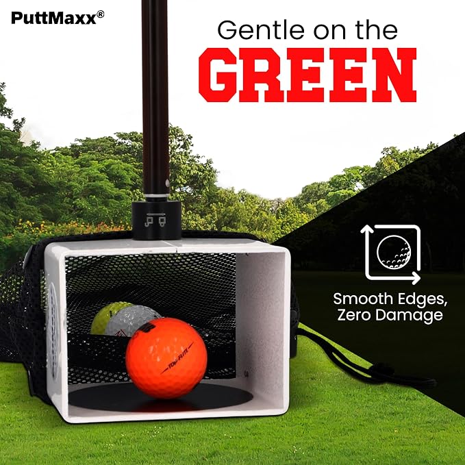 Golf Putting Trainer and Ball Retriever with Target Cup, Telescopic Handle, Ball Collection Bag, Practice Putting and Chipping Aid for Home and Green