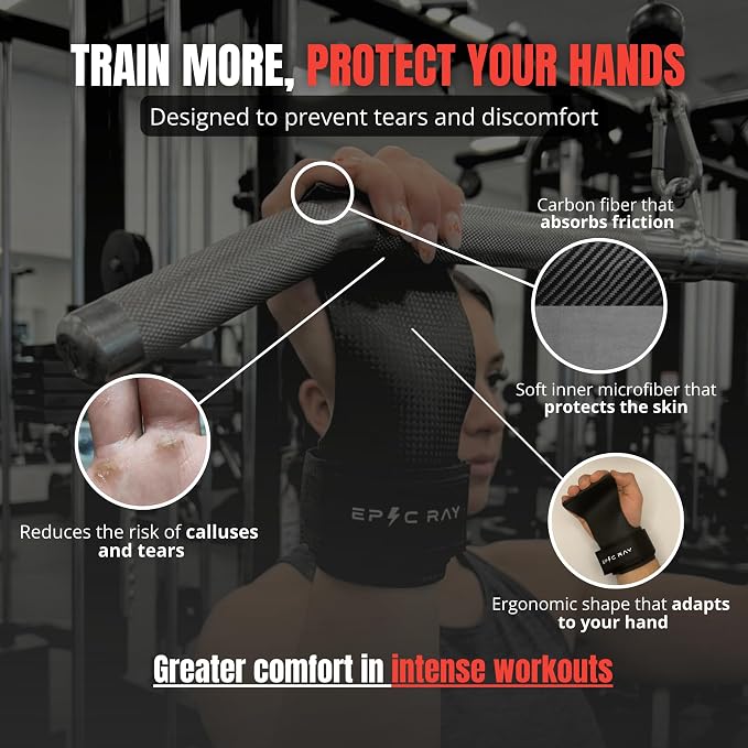 Carbon Microfiber Gymnastics Grips for Cross Training & Calisthenics – Hand Grips Kit with Wrist Wraps & Thumb Tape for Men and Women