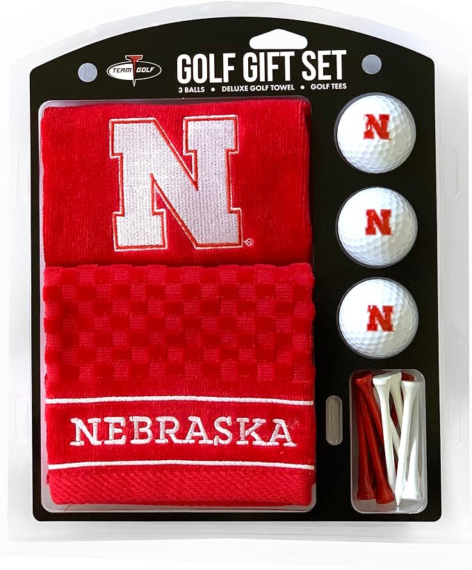 Team Golf NCAA Gift Set Embroidered Golf Towel, 3 Golf Balls, and 14 Golf Tees 2-3/4" Regulation, Tri-Fold Towel 16" x 22" & 100% Cotton