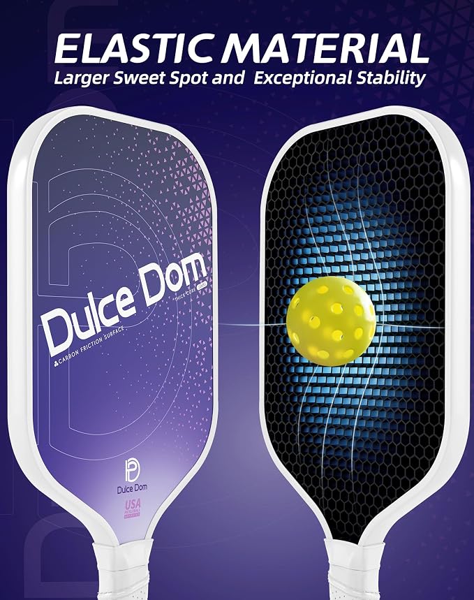Dulce DOM Pickleball Paddles Set of 2/4 - USAPA Approved, 4 Indoor Outdoor Pickleball Balls, Fiberglass Surface Paddle Racket with Cover Bag, Ideal Training Equipment Gift for Men & Women